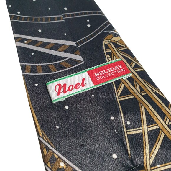 Noel Holiday Collection Mens Christmas Reindeer Roller Coaster Necktie Novelty - Picture 4 of 5